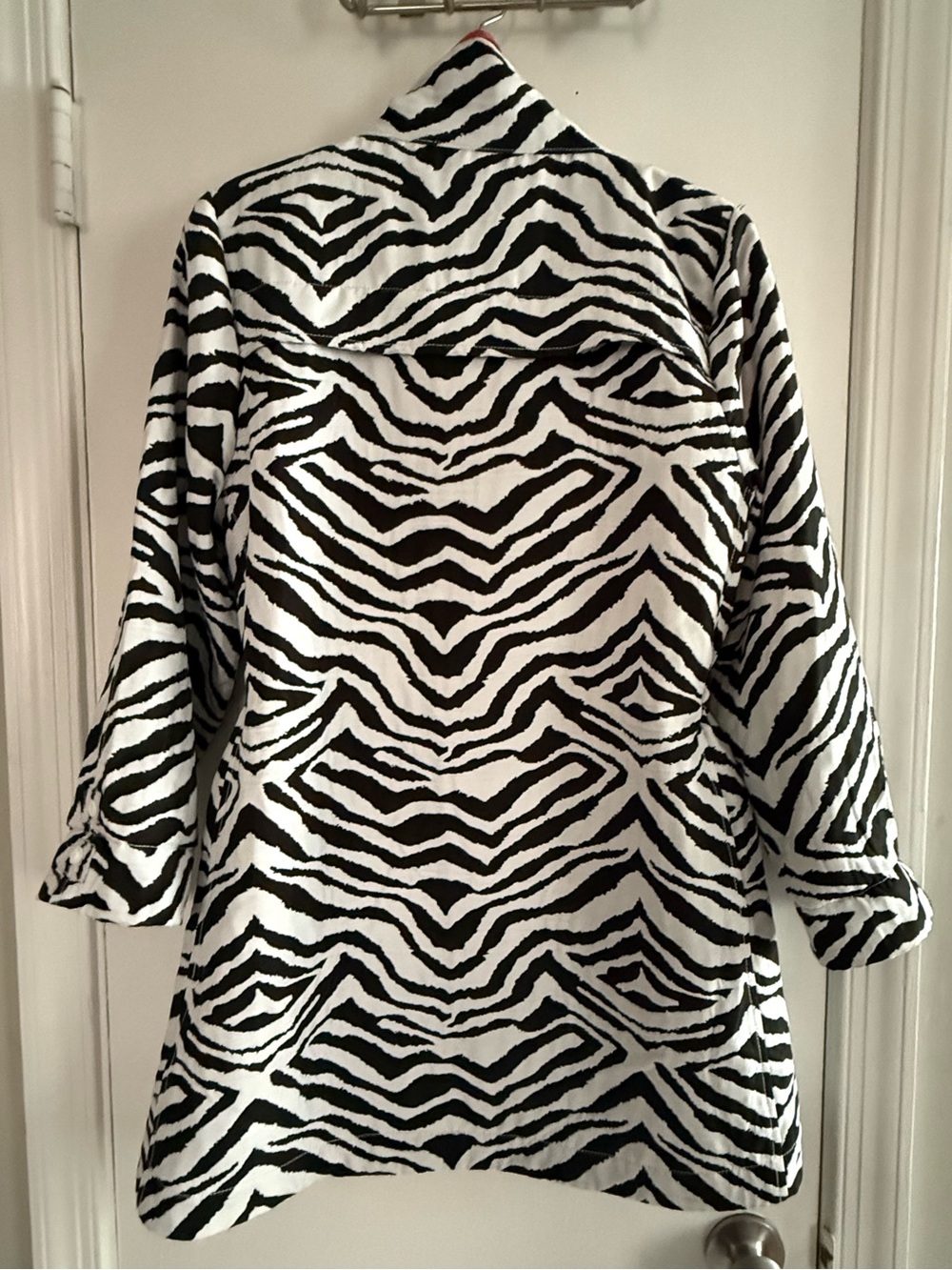 Luii Retro Zebra Print Zip Front Jacket with Coral/Pink Trip Women's Size S - Picture 2 of 15